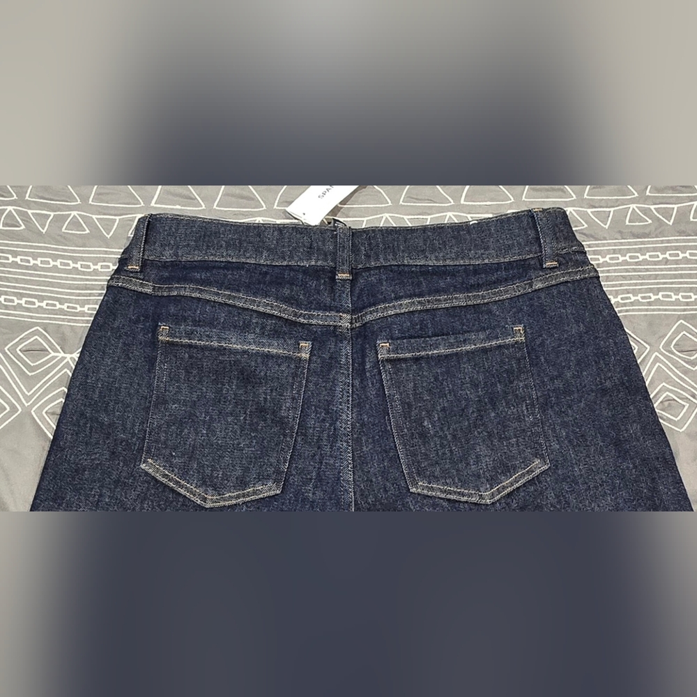 SPANX High Waisted Wide Leg Denim In Raw Indigo Size Large - Picture 4 of 9